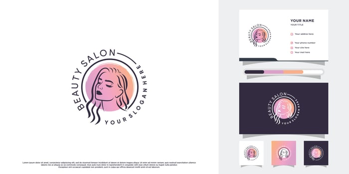 beauty logo design collection with women face and creative element Premium Vector