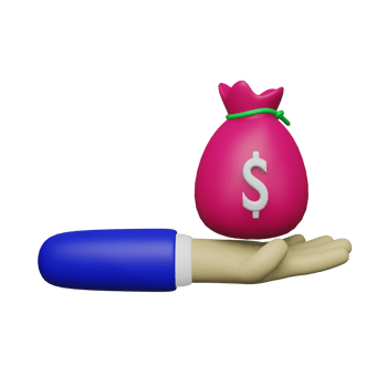 3d illustration of the bag in hand, suitable for use as an additional element in the design of templates, posters, business and finance banners png