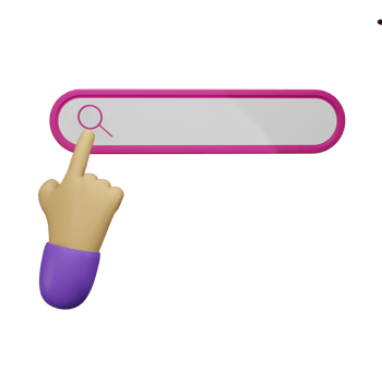 hand pointing search button 3d illustration, perfect to use as an additional element in your template, poster and banner designs png
