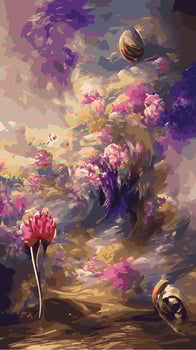 surreal pattern of bright floral blot as a background, Abstract vintage ornamental psychedelic pattern with floral motifs. Amazing vector tropical flowers