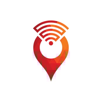 Map pin with wifi signal logo icon design vector. vector