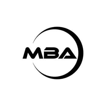 MBA letter logo design in illustration. Vector logo, calligraphy designs for logo, Poster, Invitation, etc.