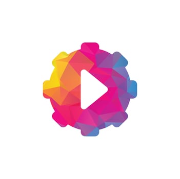 Gear Media Logo. Abstract Vector Gear Media Technology Icon.