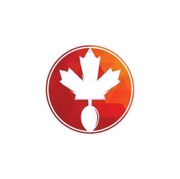 Canadian food logo concept design. Canadian food restaurant logo concept. Maple leaf and fork icon vector