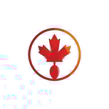 Canadian food logo concept design. Canadian food restaurant logo concept. Maple leaf and fork icon vector