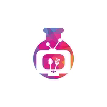 Food Channel map pin shape Logo Template Design Vector. Cook Channel TV Logo Design Template Inspiration vector