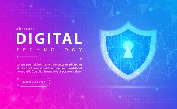 Technology security abstract background concept, Digital technology banner pink blue background binary code, abstract tech big data, Cloud computing, connect to clouds network, illustration vector