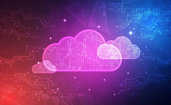 Digital technology cloud service blue pink background, technology cloud computing upload, abstract tech, innovation future data, internet network connection, Ai big data storage, illustration vector