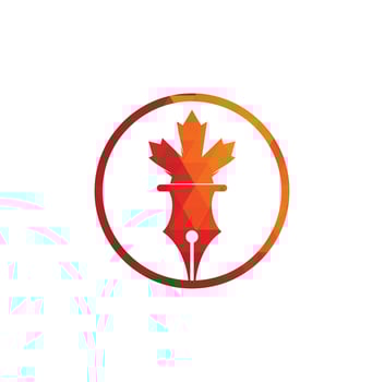 Pen and red maple leaf logo vector. Education Logo. Institutional and educational vector logo design
