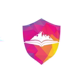 Mountain book vector logo design. Nature and bookstore symbol or icon.