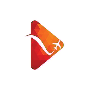 Plane Video Play Logo Template Design Vector