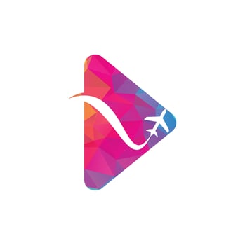 Plane Video Play Logo Template Design Vector