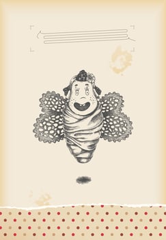 having fun - baby girl butterfly - drawing vector