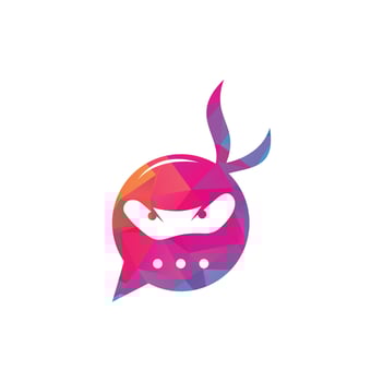Ninja Chat Logo Design Template. Ninja talk logo design icon. vector