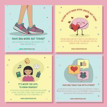 Self Care Social Media Post Template vector