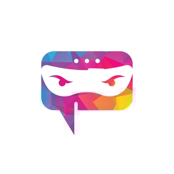 Ninja Chat Logo Design Template. Ninja talk logo design icon. vector