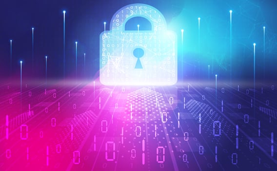 Technology security abstract background concept, Digital technology banner pink blue background binary, Cyber tech network secure, Protect data, anonymous hacker, Digital crime, illustration vector