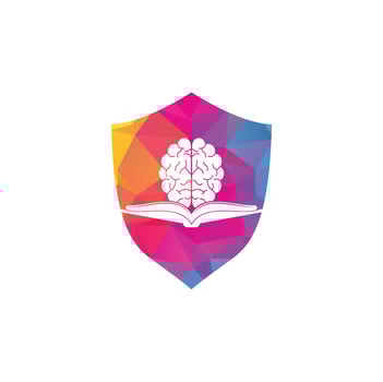 Book brain logo design. Educational and institutional logo design. Book and brain combination logo concept vector