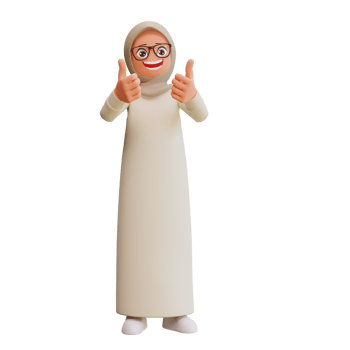 3d render muslim woman showing thumbs up png
