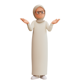Young muslim woman expressing negative emotions displeased 3d cartoon illustration png