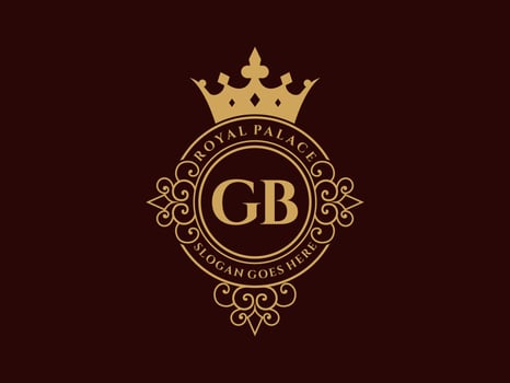 Letter GB Antique royal luxury victorian logo with ornamental frame. vector
