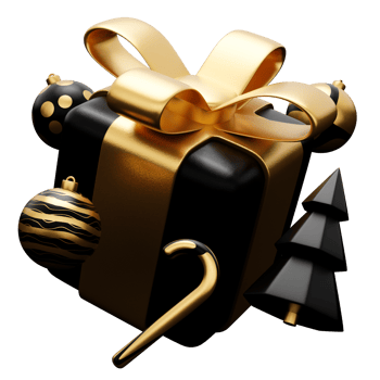 New Year and Christmas 3d design. Realistic gifts box, xmas fir tree, ball, candy and decorative elements holiday banner. 3d render image of christmas holiday png