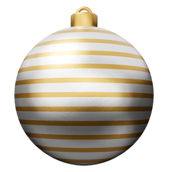 Gold and white Christmas bauble ball 3d render png