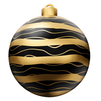 Gold and black Christmas bauble ball 3d render png