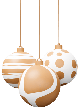 Gold and white Christmas bauble ball 3d render png