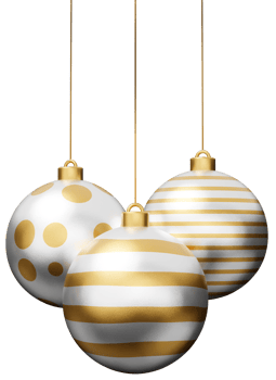 Gold and white hanging Christmas bauble ball 3d render png