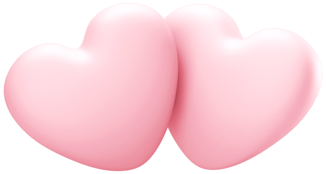 two heart 3d render isolated png
