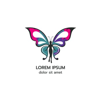 Beauty flying women  butterfly logo vector