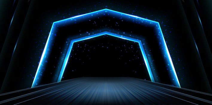 Polygonal tunnel sparkle glowing lights for ecommerce sign retail shopping marketplace, advertisement business agency, ads campaign marketing, email newsletter, landing pages, header, billboard, posts vector