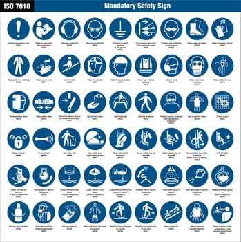 ISO 7010 Original Mandatory Safety Sign Symbol Icon Pictogram Compilation vector