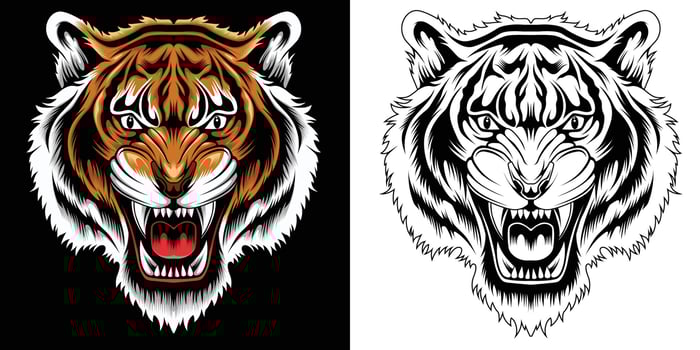 angry tiger head vector illustration