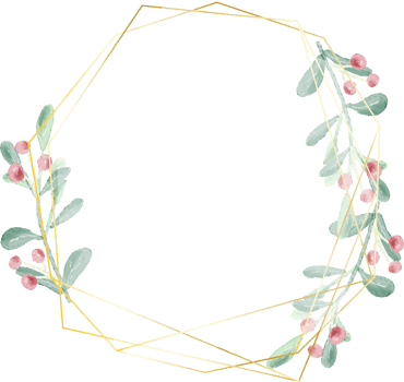 watercolor christmas leaf and red berry wreath with golden frame glitter png