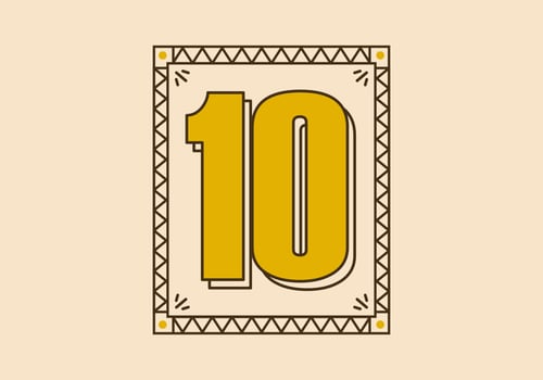 Vintage rectangle frame with number 10 on it vector