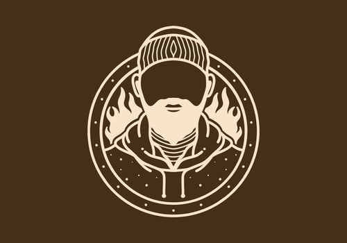 Vintage art illustration of a man wearing beanie vector