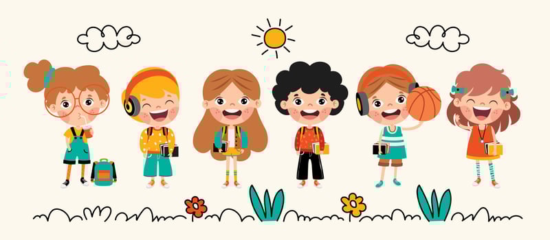 Education Concept With Cartoon Students vector