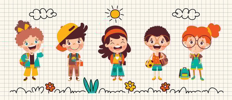Education Concept With Cartoon Students vector