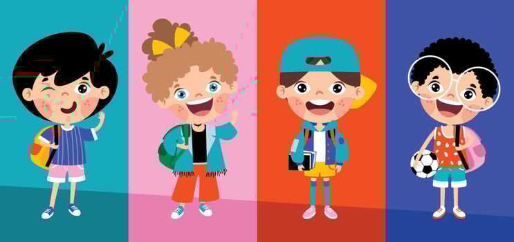 Education Concept With Cartoon Students vector