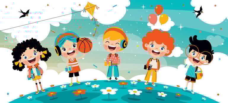 Education Concept With Cartoon Students vector