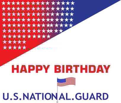 Background happy birthday national guard.Coast Guard birthday.Design with american flag and patriotic stars, card, banner. vector