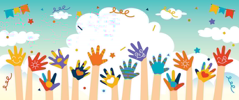 Colorful Painted Hands Of Little Children vector