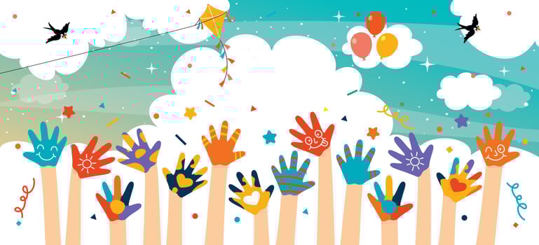 Colorful Painted Hands Of Little Children vector