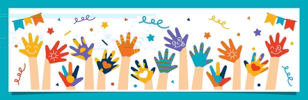 Colorful Painted Hands Of Little Children vector
