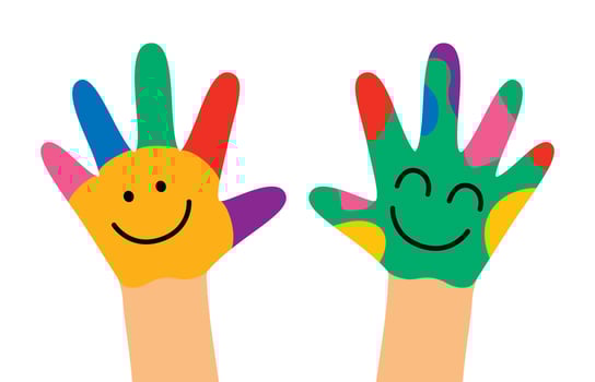 Colorful Painted Hands Of Little Children vector