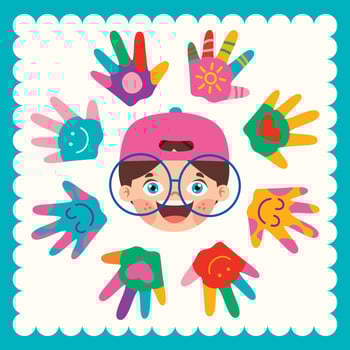 Colorful Painted Hands Of Little Children vector