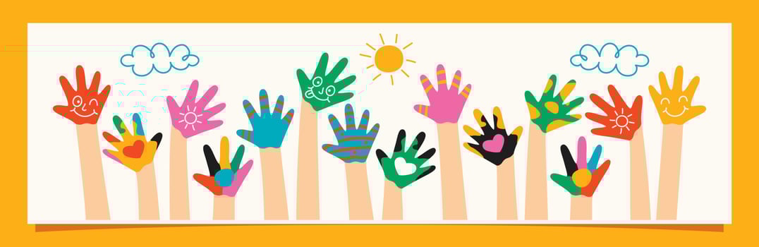 Colorful Painted Hands Of Little Children vector