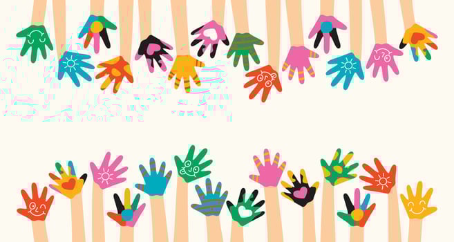 Colorful Painted Hands Of Little Children vector